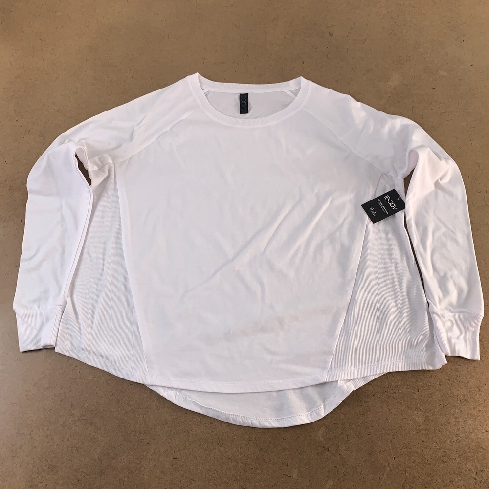 Cotton On Body Women's Size Small White Rib Knit Long Sleeve Active Top NWT